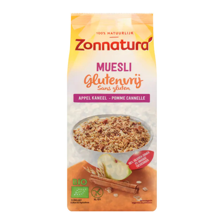 Zonnatura muesli glutenvrij appel kaneel 375g aanbieding bij Jumbo