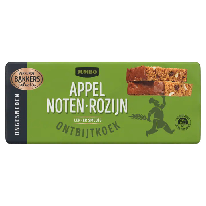 Jumbo ontbijtkoek appel, noten, rozijn 350g aanbieding bij Jumbo