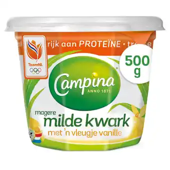 Jumbo Campina magere kwark met een vleugje vanille 500g aanbieding