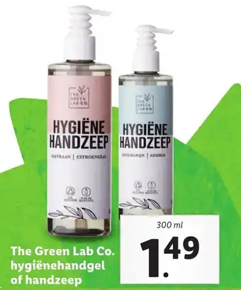 Lidl The Green Lab Co. hygienehandgel of handzeep 300 ml aanbieding