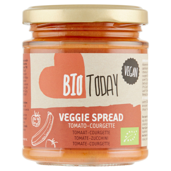 Biotoday veggie spread tomaatcourgette 160g aanbieding bij Jumbo