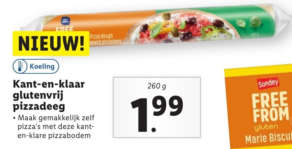 Kantenklaar glutenvrij pizzadeeg 260 g aanbieding bij Lidl