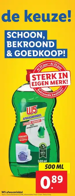 Lidl W5 afwasmiddel 500 ml aanbieding