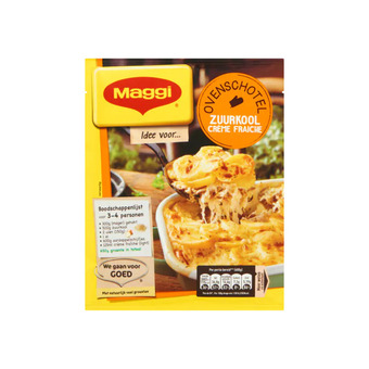 Jumbo Maggi ovenschotel zuurkool-crème fraîche met gehakt zakje 56g aanbieding