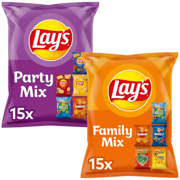 Lays chips feest mix 2 x 15 zakjes aanbieding bij Jumbo