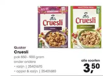 HANOS Quaker cruesli 850-900 gram aanbieding