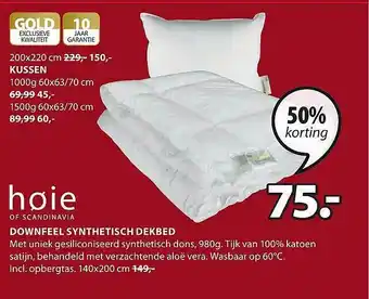 Jysk Downfeel synthetisch dekbed 50% Korting 140x200 cm aanbieding