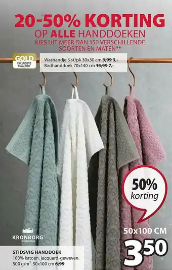 Jysk Stidsvig handdoek 50% Korting 50x100 cm aanbieding