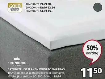 Jysk Satijnen hoeslaken voor topmatras 50% Korting 90x200x6-10 cm aanbieding