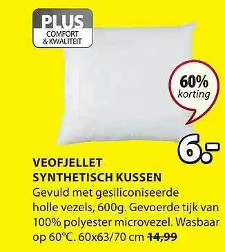 Jysk Veofjellet synthetisch kussen 60% korting aanbieding