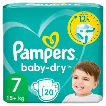 Jumbo Pampers baby-dry maat 7, 20 luiers, tot 12 uur bescherming, 15kg+ aanbieding