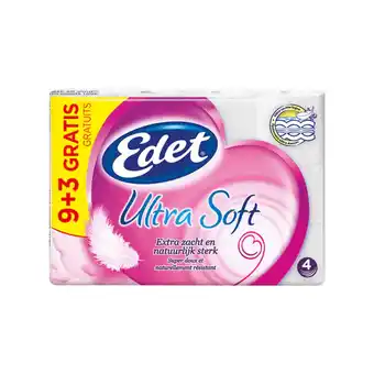 Jumbo Edet ultra soft 4-laags toiletpapier wit 9+3 rollen aanbieding