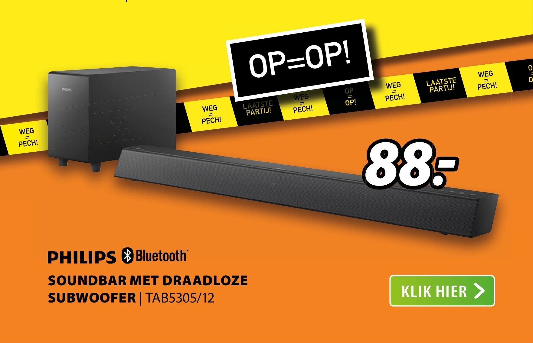 Philips Soundbar met draadloze subwoofer TAB5305/12 aanbieding bij Expert