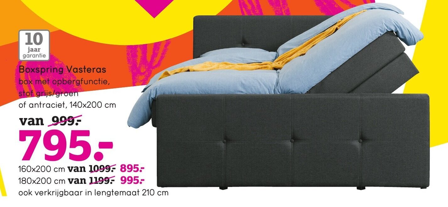 Boxspring Vasteras 140x200 cm aanbieding bij Leen Bakker
