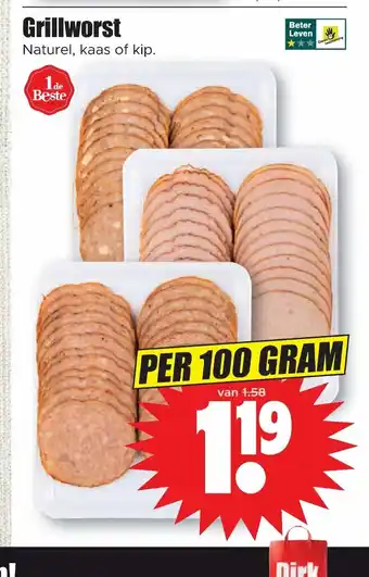 Dirk Grillworst per 100 gram aanbieding