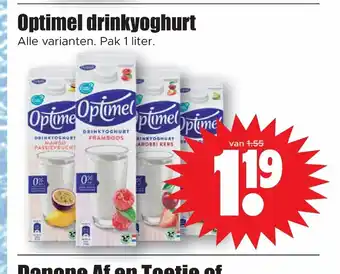 Dirk Optimel drinkyoghurt Alle varianten. Pak 1 liter aanbieding