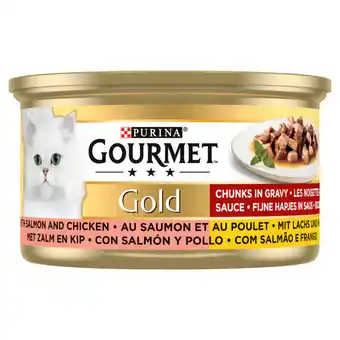 Jumbo Purina® gourmet gold fijne hapjes in saus met zalm en kip 85g aanbieding