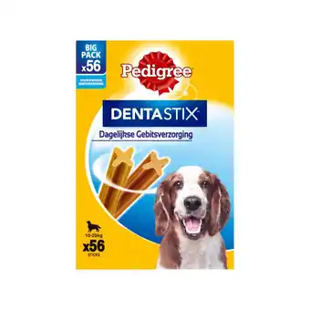 Jumbo Pedigree dentastix medium kauwstaaf - gebitsverzorgende hondensnack - 56 stuks aanbieding