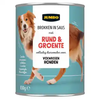 Jumbo Jumbo hondenbrokken in saus rund en groenten 830g aanbieding