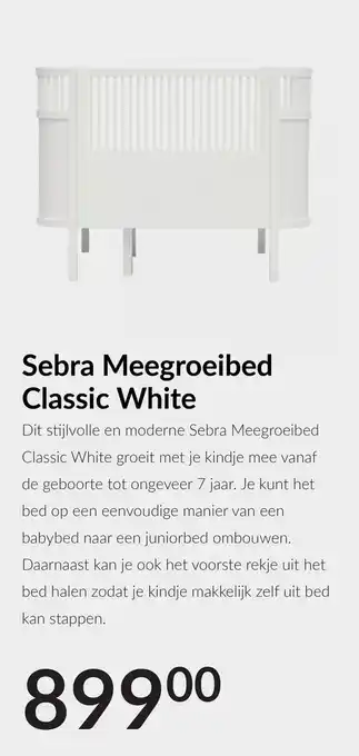 Babypark Sebra Meegroeibed Classic White aanbieding