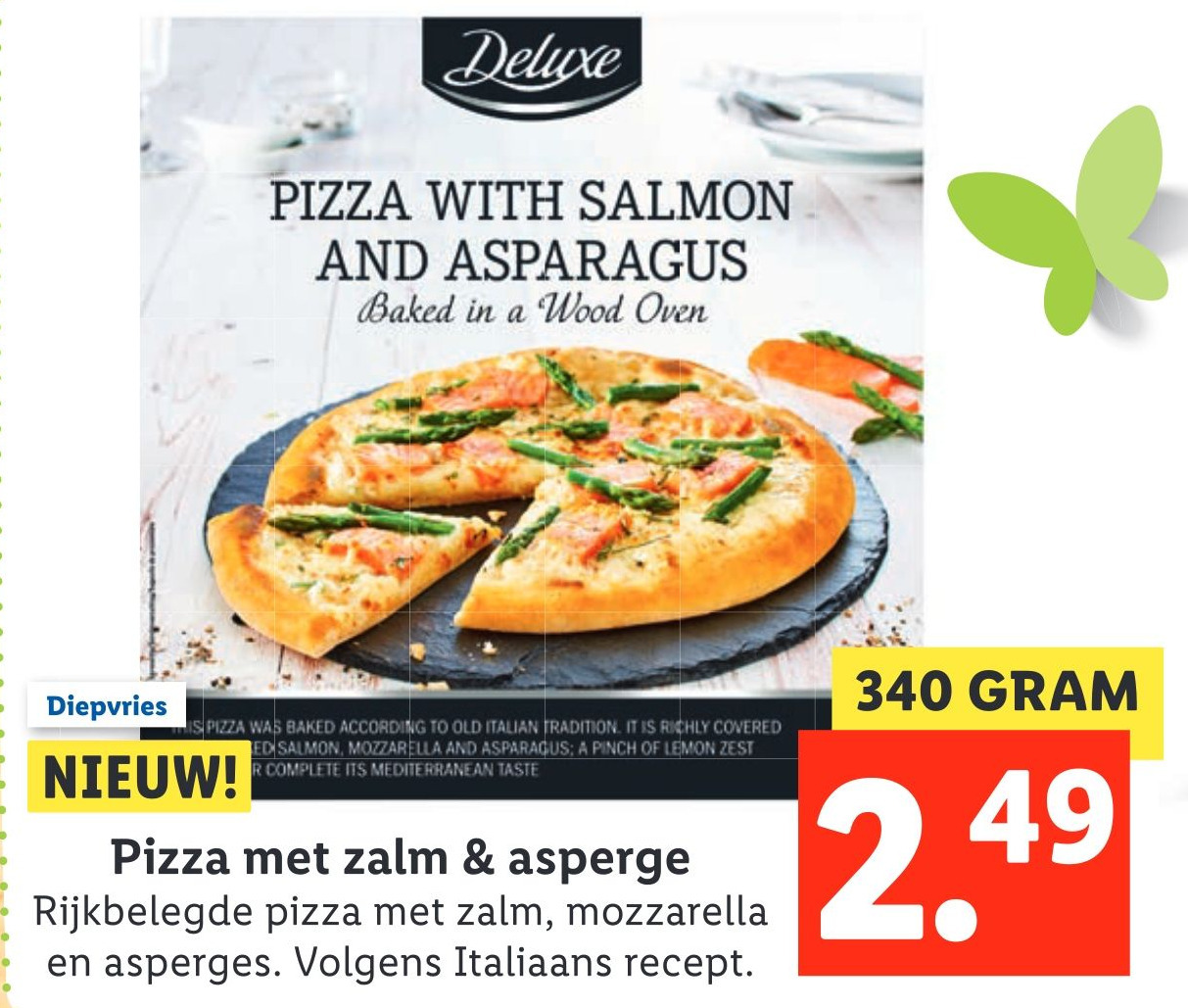 Pizza Met Zalm Asperge 340g nbieding Bij Lidl