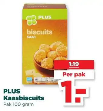 PLUS Kaasbiscuits 100 gram aanbieding