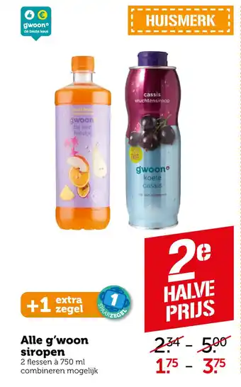 Coop Alle g'woon siropen 750ml aanbieding