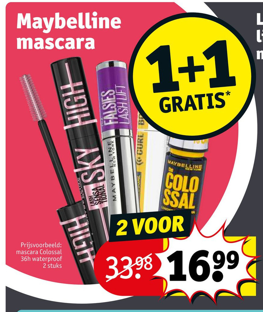 Maybelline mascara aanbieding bij Kruidvat