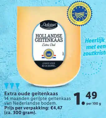 Lidl Extra oude geitenkaas 100g aanbieding