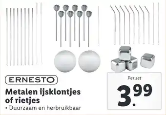 Lidl Metalen ijsklontjes of rietjes aanbieding