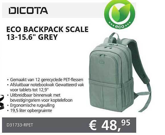 ITPRODEALS Dicota eco backpack scale 13-15.6 aanbieding