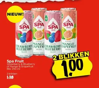 Vomar Voordeelmarkt Spa Fruit Blik 250 ml 2 blikken aanbieding