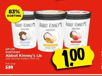 Vomar Voordeelmarkt Abbot Kinney's IJs Alle soorten bekers 500 ml per stuk aanbieding