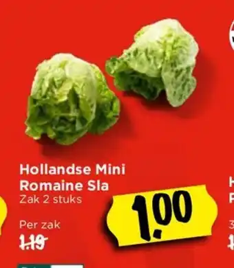 Vomar Voordeelmarkt Hollandse Mini Romaine Sla zak 2 stuks aanbieding