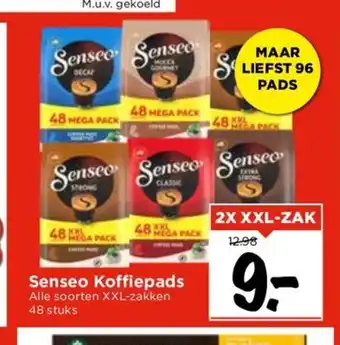 Vomar Voordeelmarkt Senseo Koffiepads Alle soorten XXL-zakken 48 stuks aanbieding