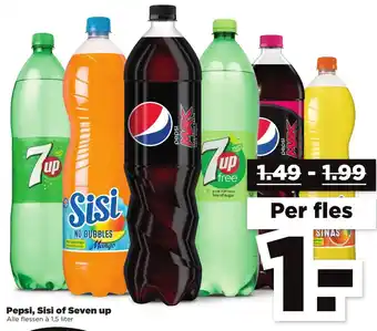 PLUS Pepsi, SiSi of 7UP 1.5L aanbieding