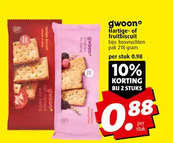 Boni Gwoon Hartige- of fruitbiscuit per stuk aanbieding