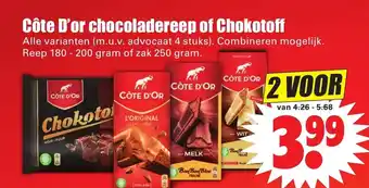 Dirk Cote D'or chocoladereep of Chokotoff 2 st aanbieding