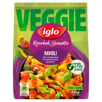 Jumbo Iglo Roerbak Sensatie Ravioli met tomatensaus & Mediterraanse groenten 450g aanbieding