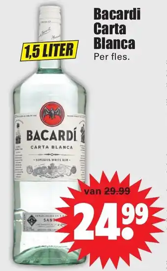 Dirk Bacardi Carta Blanca 1.5 L aanbieding