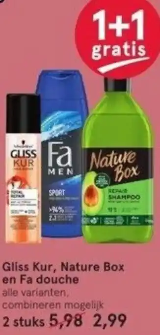 Etos Gliss Kur, Nature Box en Fa douche aanbieding