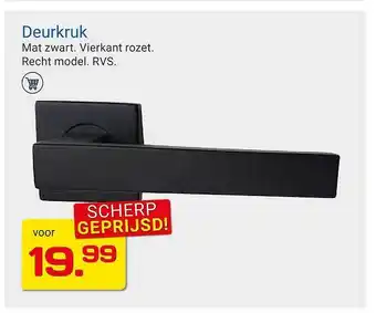 Kluswijs Deurkruk mat zwart. vierkant rozet aanbieding