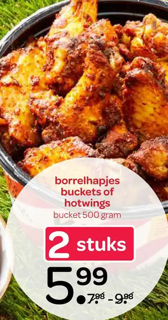 Spar borrelhapjes buckets of hotwings aanbieding