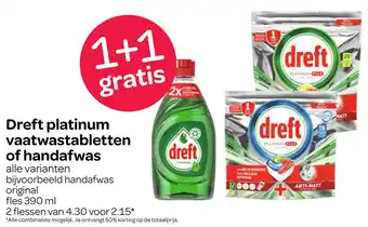 Spar Dreft platinum vaatwastabletten of handafwas aanbieding