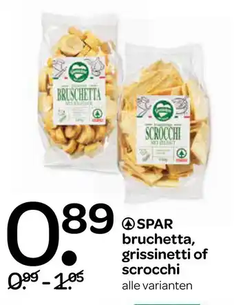 Spar SPAR bruchetta, grissinetti of scrocchi OCC aanbieding