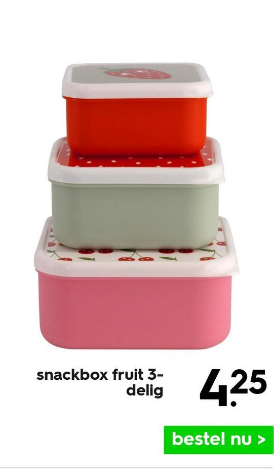 Snackbox fruit 3delig aanbieding bij HEMA