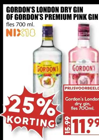 MCD Supermarkt Gordon's london dry gin of gordon's premium pink gin aanbieding