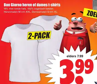 Dirk Bon Giorno heren of dames t-shirts M/XXL, S/XL  2-pack aanbieding