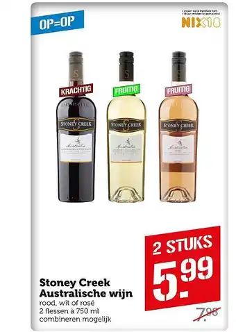 Coop Stoney creek australische wijn aanbieding