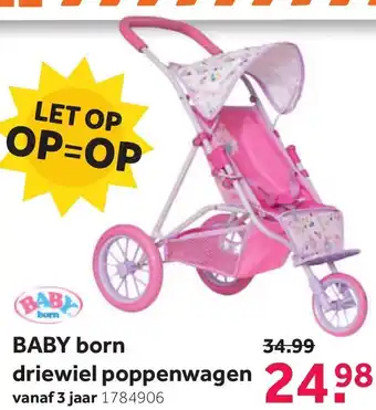 Intertoys Baby born driewiel poppenwagen aanbieding